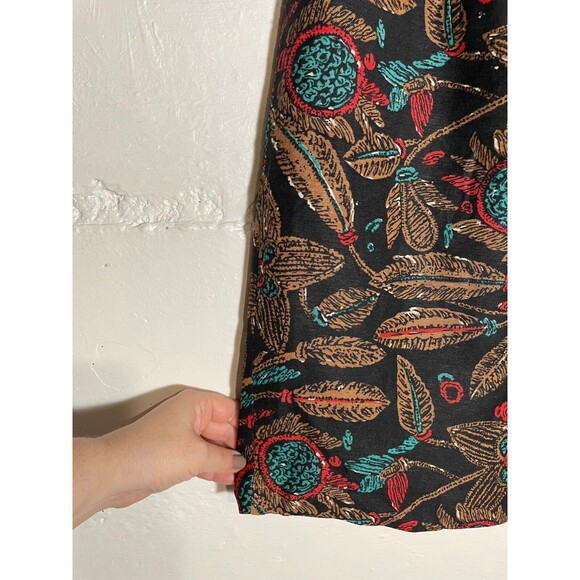 Vintage Anthony Michael Linen Blend Pencil Skirt Floral Leaf Print Black Size 8 - Picture 4 of 12